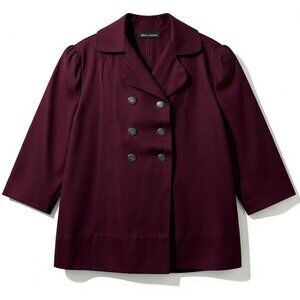 Vintage Girls Burgundy Wool Dress Coat Double Breasted Winter Coat Size 4 5